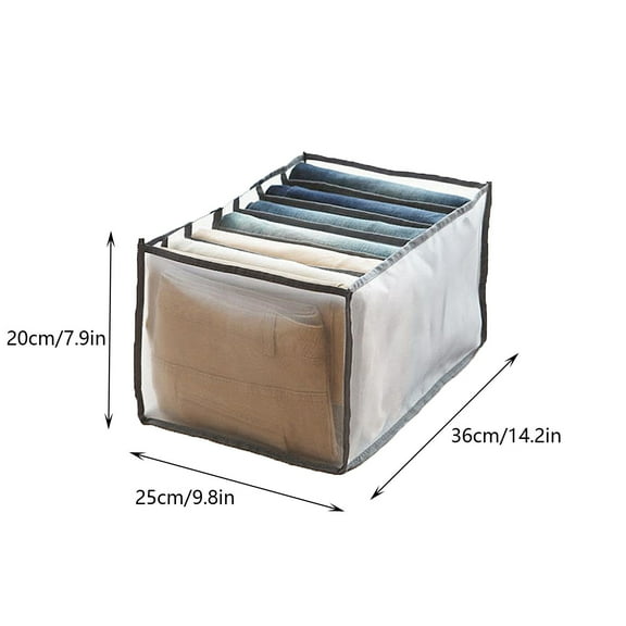 Dengmore 2pc 7 Grids Washable Wardrobe Clothes Organizer,Jeans Compartment Storage Box 36*25*20