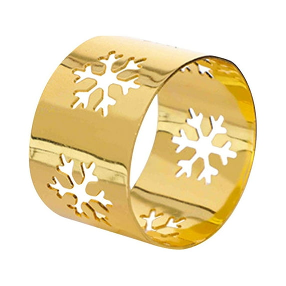 Dengmore 2pcs Christmas Metal Napkin Ring Snowflake Shape Napkin Buckle Table Dinning Decoration Christmas New Year Party Banquet Supply