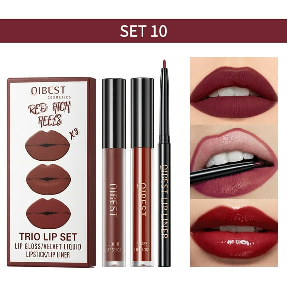 Dengmore 3 in 1 Lipstick Set Matte Lipstick Silk Finish Lipstick Nourishing Plumping Lip Gloss Long-Lasting Liquid Lipstick Moisturizing Lipstick Non-stick Lip Glaze