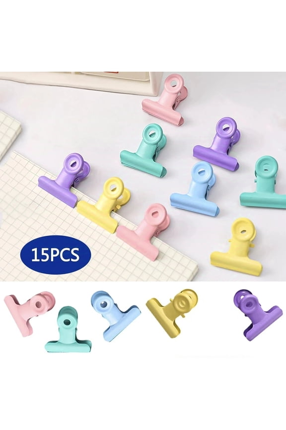 15 pieces of metal paper clips, photo paper clips, 5 Colors Paper Clips, 15 Pack Small Metal Mini Binder Clips Money Clamps for Tags Bags, Shops, Office and Home Kitchen