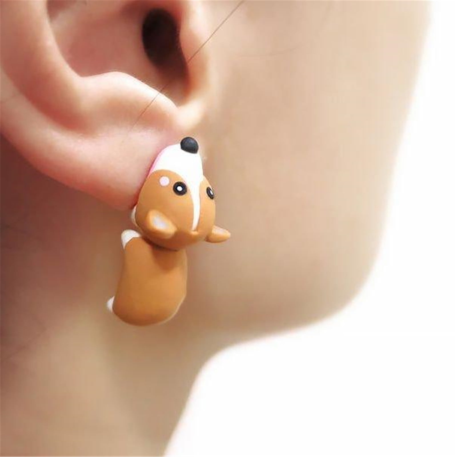 Dengmore 3D Earrings Kawaii Soft Pottery Dog Earrings Simple