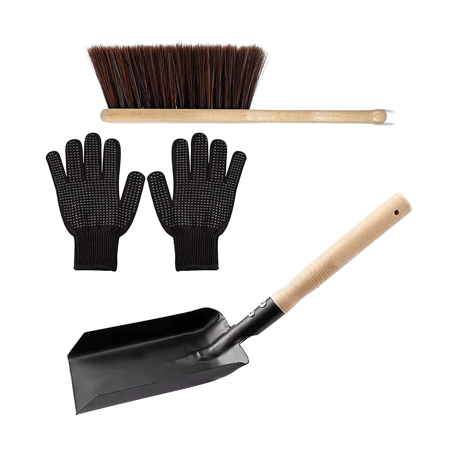 Dengmore 3pcs Fireplace Cleaning Set Fireplace Tools Ash Metal Shovel