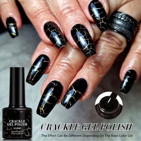 Dengmore 5 Color for Choose Crackle Gel Nail Polish 7ml Cool Crackle Pattern Super Easy Cracked Nail Polish Air Dry & UV Lamp Needed