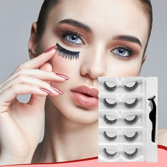 Dengmore 5 Pair Selfadhesive False Eyelashes Gluefree Natural 3D Selfadhesive Eyelashes Cruelty Free Wispy Lashes Pack Eyelash Extension