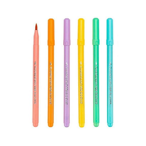 Dengmore 6 Colors Markers Highlighters Soft Headed Fluorescent Pen Label Pen Candy Color Marker Pen Student Office Use for Planner Journaling 10ml, Writing