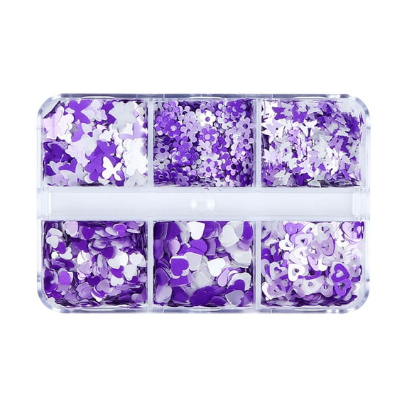 Dengmore 6-box Mixed Purple Love Butterfly Nail Art Decorative Sequins False Eyelashes Decorative Sequins