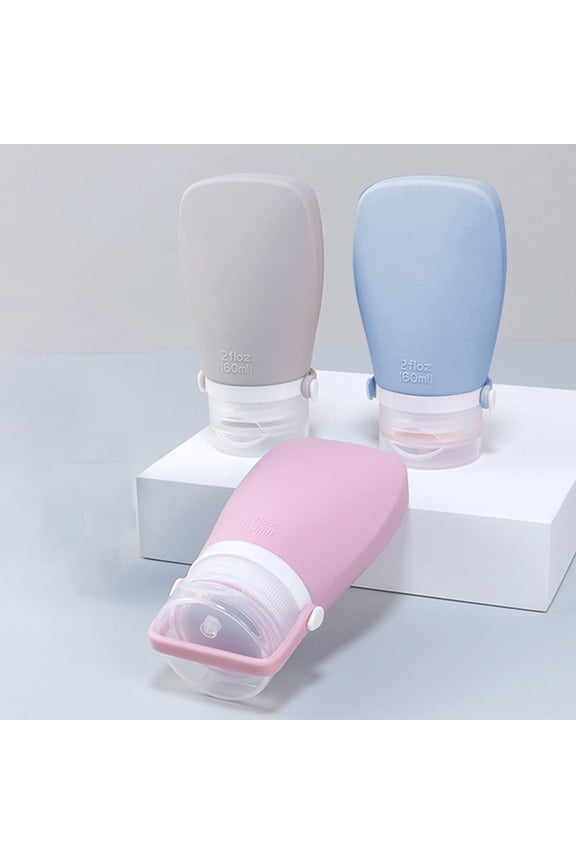 Dengmore 3 Pack 60ml Travel Plastic Clear Keychain Bottles Leakproof Empty Containers Flip Cap