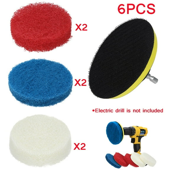 Dengmore 6PCS Bathroom Kitchen Cleaning Drill Brush Set Power Scrub Pad Cleaning Kit Cleaning Scouring Pads