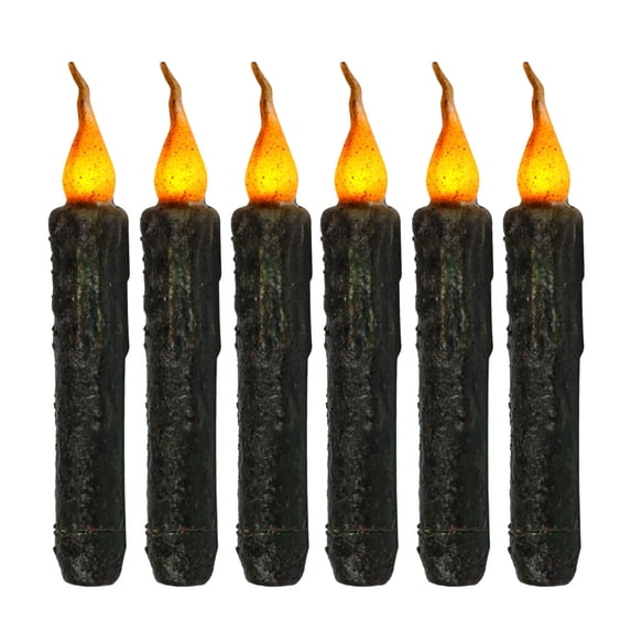 Dengmore 6pcs Primitive Candles LED Taper Candles Real Wax Battery Operated Hand Dipped Candles Flickering Pillar Lamp Flameless Candles for Fireplace Halloween Christmas Party Church Wedding Decor