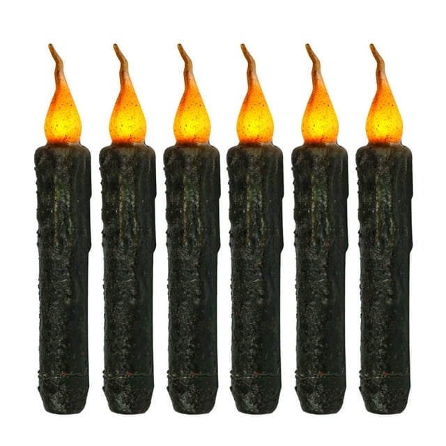 Dengmore 6pcs Primitive Candles LED Taper Candles Real Wax Battery