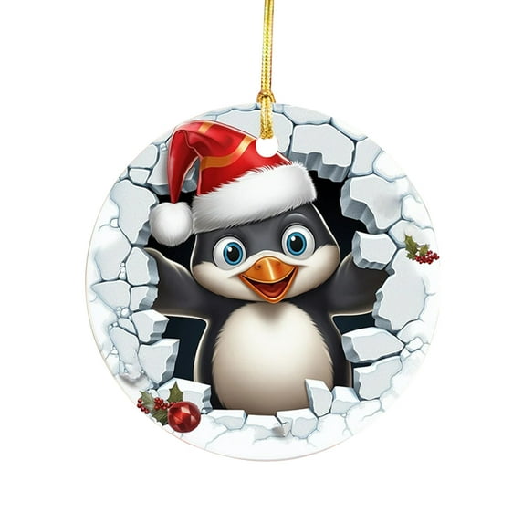 Dengmore Acrylic Christmas Snowman Santa Deer Break Through Decoration Christmas Tree Hanging Ornament Christmas Gift Holiday Home Decor