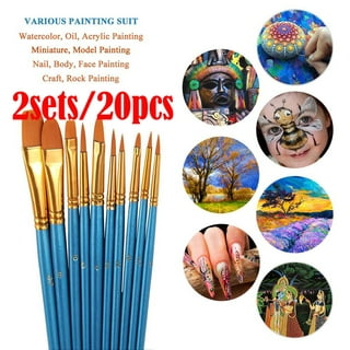 Paint Brushes Set, 2pack 20 Pcs Paint Brushes For Acrylic Painting, Oil  Watercolor Acrylic Paint Brush, Artist Paintbrushes For Body Face Rock  Canvas