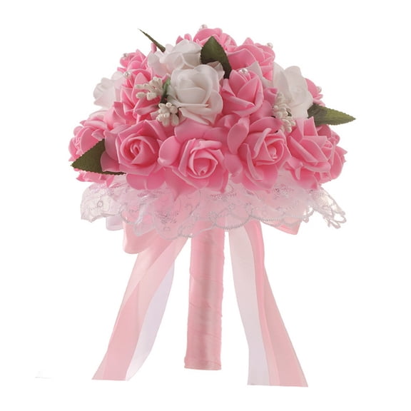 Dengmore Artificial Flowers Crystal Roses Bridesmaid Wedding Bouquet Bridal Artificial Silk Flowers