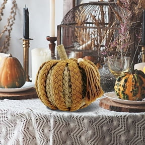 Dengmore Artificial Pumpkins Decoration Assorted Crochet Pumpkins Hand Woven Fall Thanksgiving Halloween Seasonal Holiday Farmhouse Pumpkin Rope Cotton Tabletop Decoration