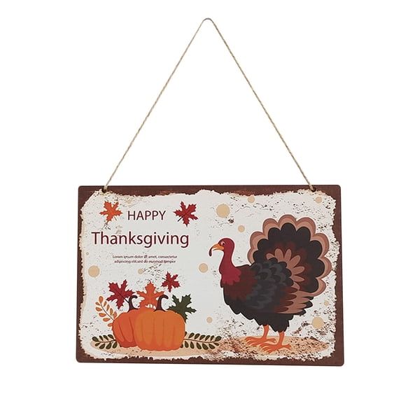 Dengmore Autumn Themed Door Signs Wood Listing Festival Thanksgiving Turkey Maple Leaf Scene Decor