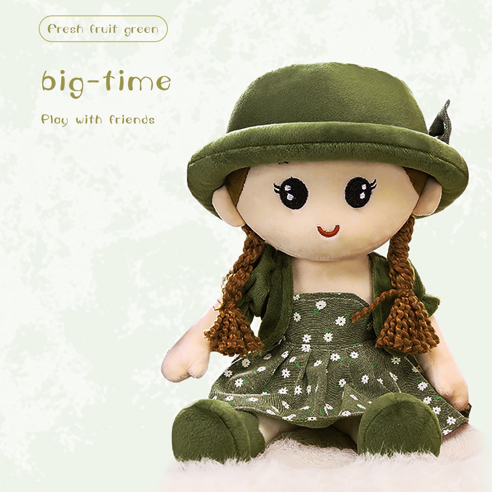 Baofu Baby Girls Soft Doll Cute Cuddly Stuffed Toy Girl Decoration Companion Toys Doll, Size: Small, Green