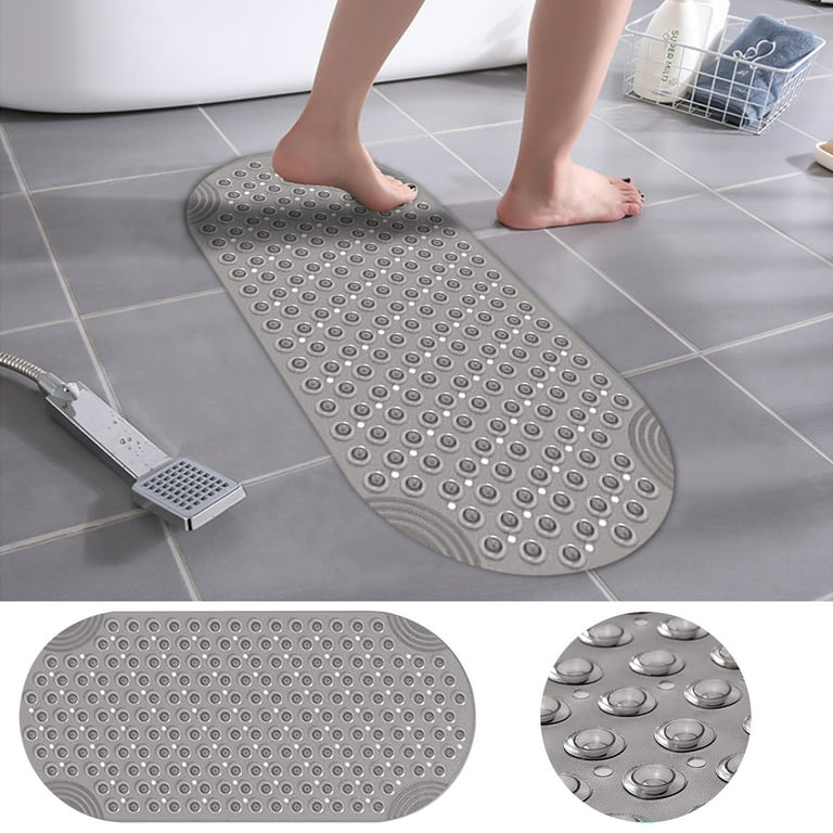 Dengmore Bath Mat Non slip Mat Long Ellipse PVC Bath Mat Bubble Massage  Foot Mat Suction Cup Floor Mat