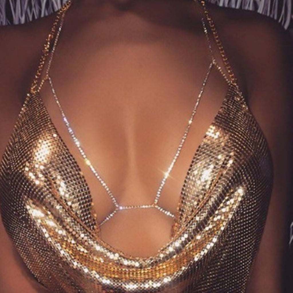 1pc Sexy Rhinestone Bra Chain Jewelry For Women, Nightclub Or Bikini  Accessory