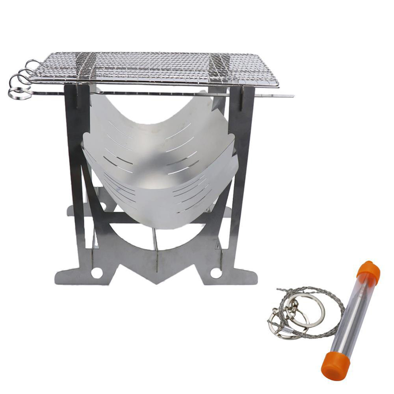 Dengmore Camping Stove Portable Charcoal Grill Stainless Steel Folding Wood Burning Stoves for Picnic BBQ Camp Hiking with Grill Grid Outdoor Tabletop Barbecue Picnics Smoker