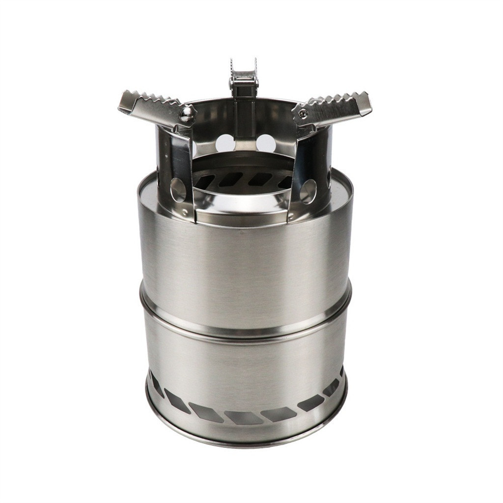 Dengmore Camping Stove Portable Charcoal Grill Stainless Steel Folding Wood Burning Stoves for Picnic BBQ Camp Hiking with Grill Grid Outdoor Tabletop Picnics Smoker, Cooking