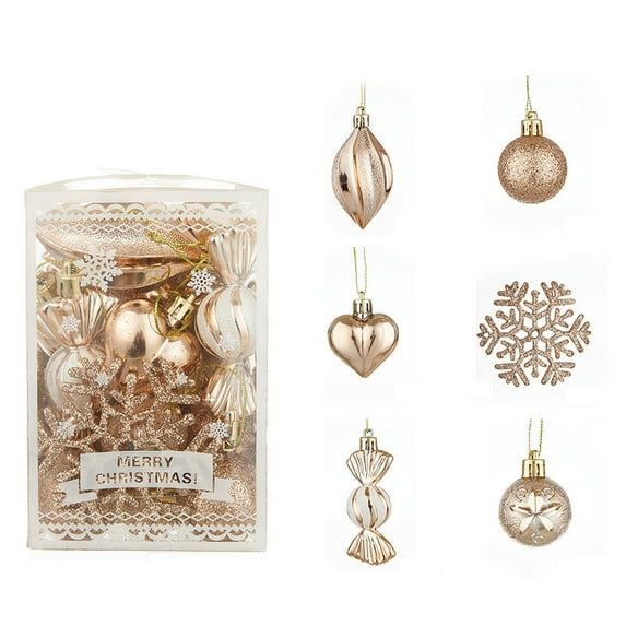 Dengmore Christmas Ball Christmas Tree Pendant Christmas Ball Set 6cm Painted Special shaped Ball Dusting Powder Snowflake Box Christmas Supplies