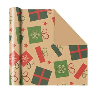 Travelwant Christmas Wrapping Paper - Brown Kraft Paper with Red