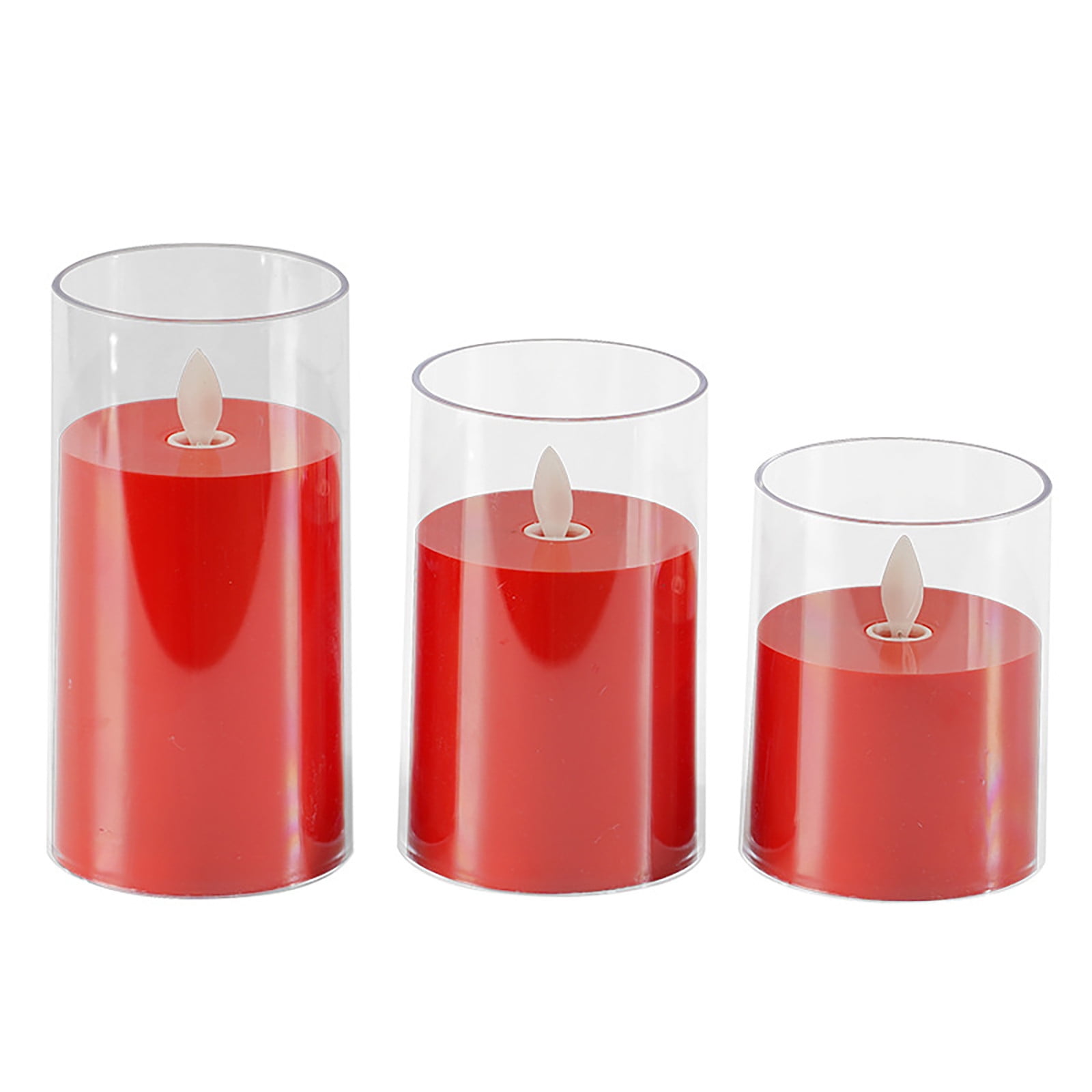 Dengmore Christmas LED Candle Lights Red Flameless Flickering Pillar
