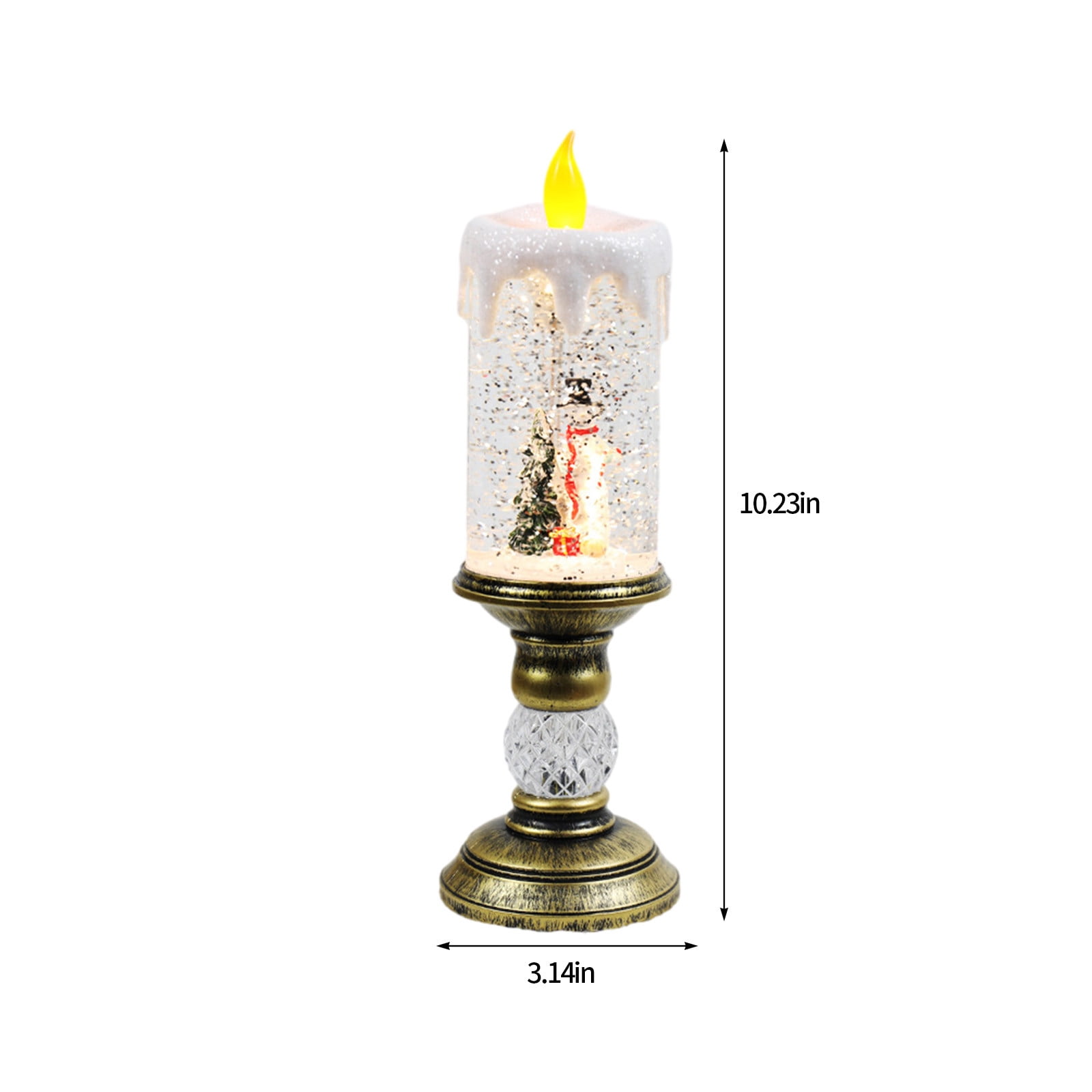 Dengmore Christmas Ornament Resin Luminous Santa Snowman Imitation Candle Light with Music Box LED Flameless Flickering Candle Lights Retro Night Light for Living Bedroom Xmas Decor