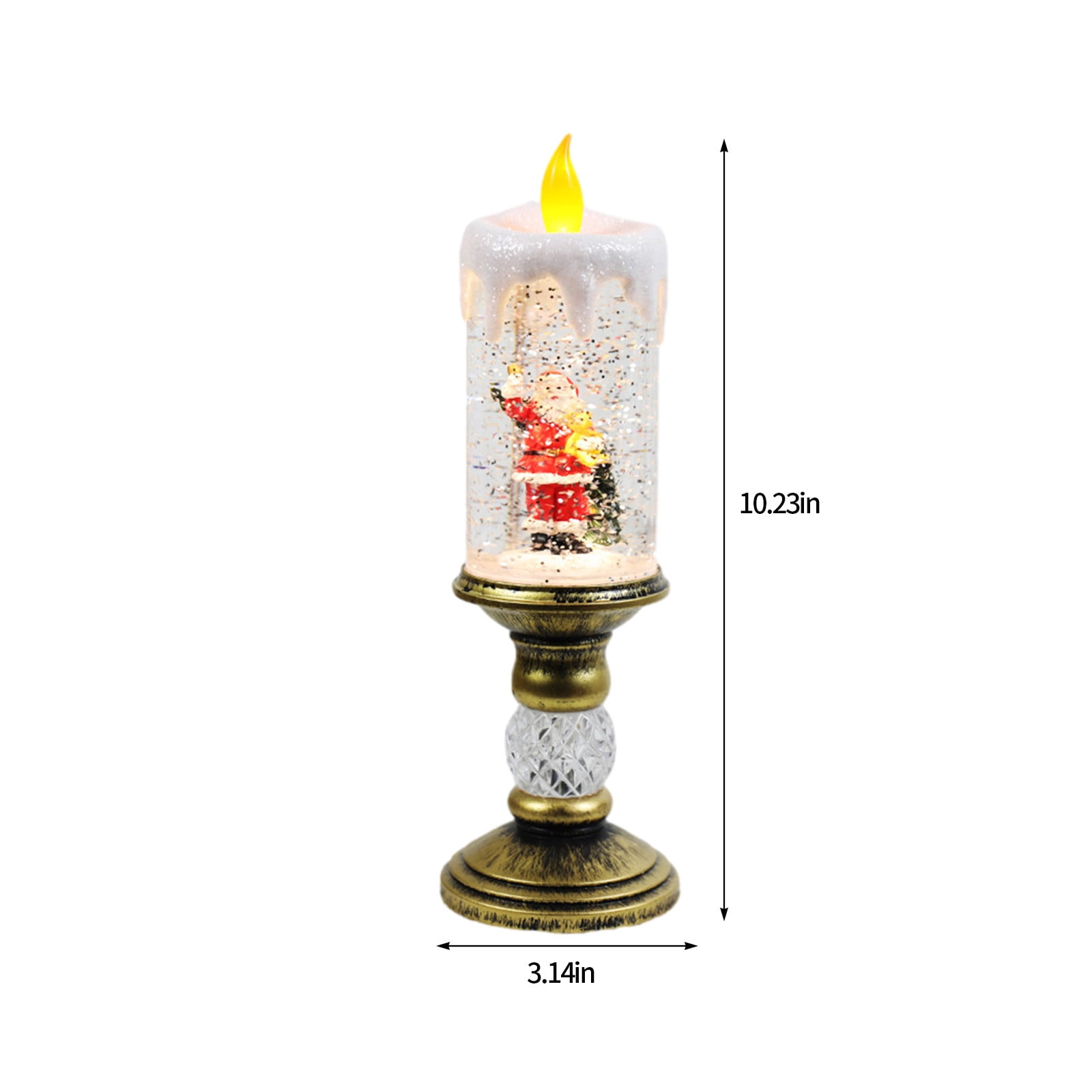 Dengmore Christmas Ornament Resin Luminous Santa Snowman Imitation Candle Light with Music Box LED Flameless Flickering Candle Lights Retro Night Light for Living Bedroom Xmas Decor
