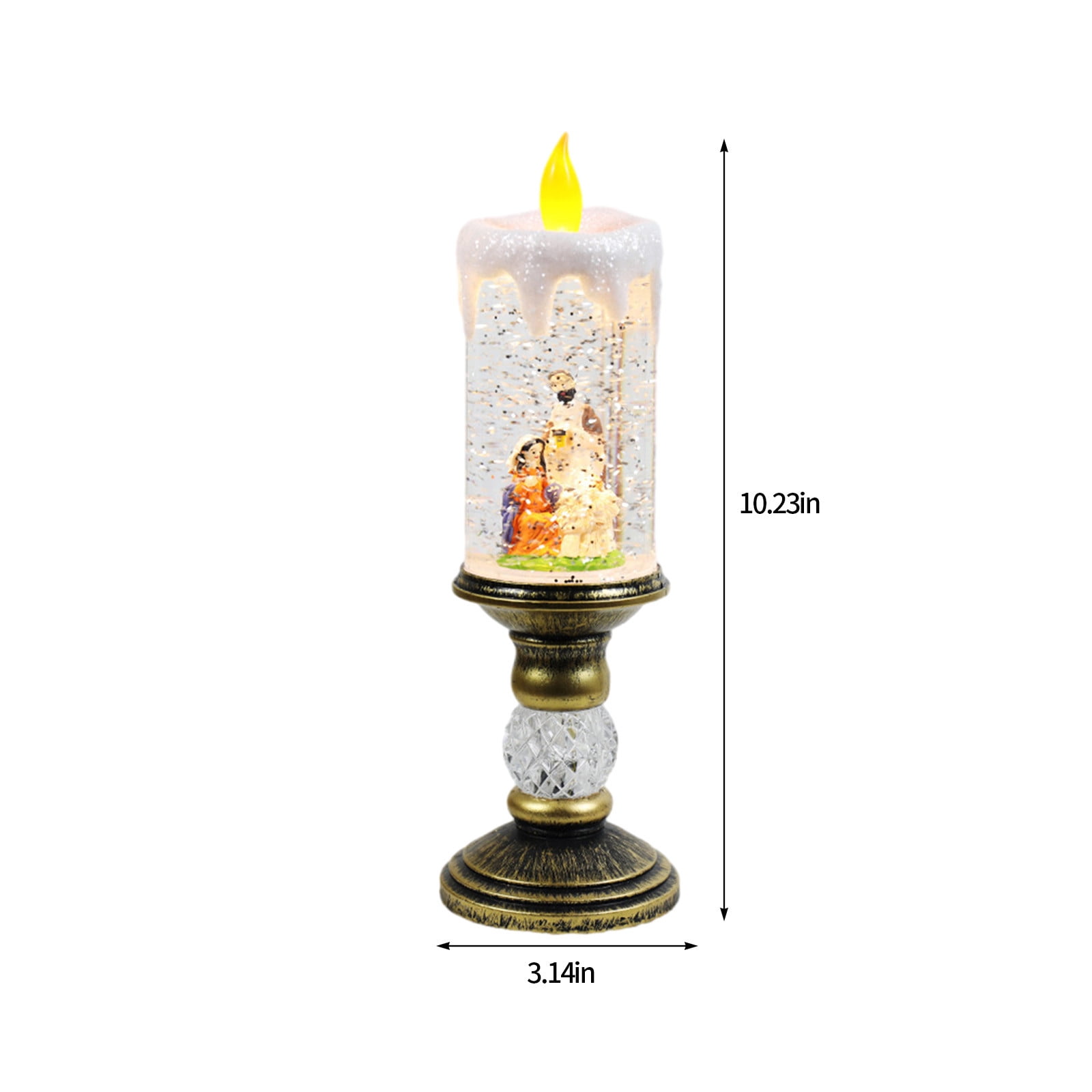 Dengmore Christmas Ornament Resin Luminous Santa Snowman Imitation Candle Light with Music Box LED Flameless Flickering Candle Lights Retro Night Light for Living Bedroom Xmas Decor