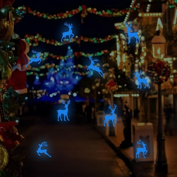 Dengmore Christmas Stickers Deer Window Clings Stickers for Glass Xmas Decals Decorations Holiday Fluorescent Deer Christmas Window Wall Clings Party Supplies, Kitchen Home