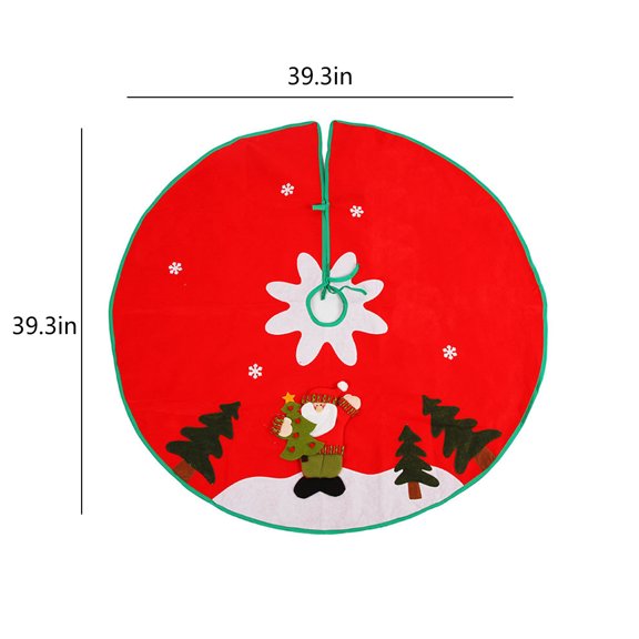 Dengmore Christmas Tree Skirt 39 Inch Red Snowflake Xmas Tree Snowman Pattern Rustic Holiday Party Decoration Christmas Tree Decor