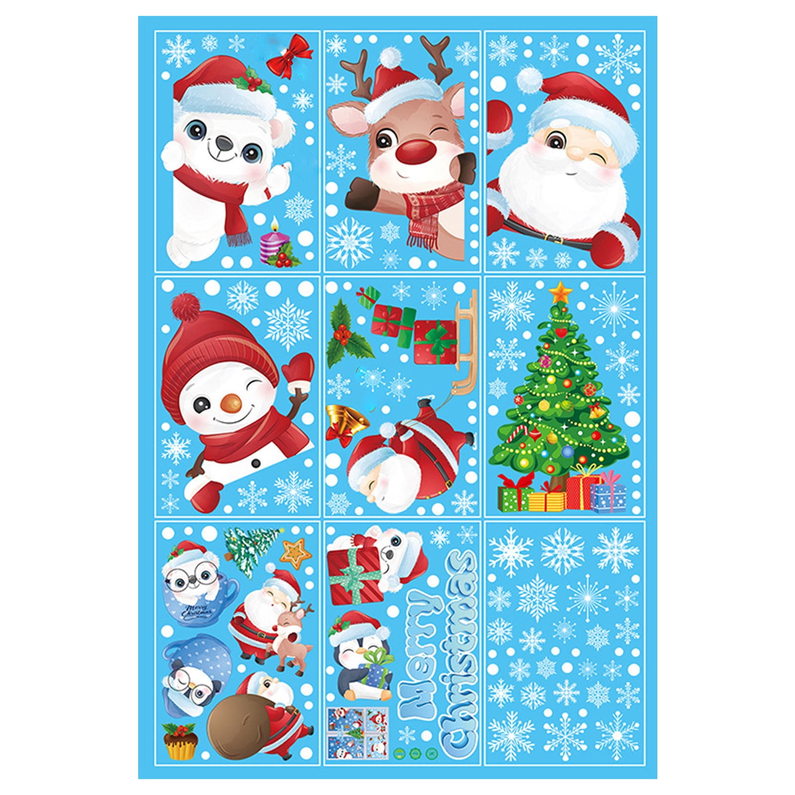 Dengmore Christmas Window Stickers 9 Sheets Removable PVC Window