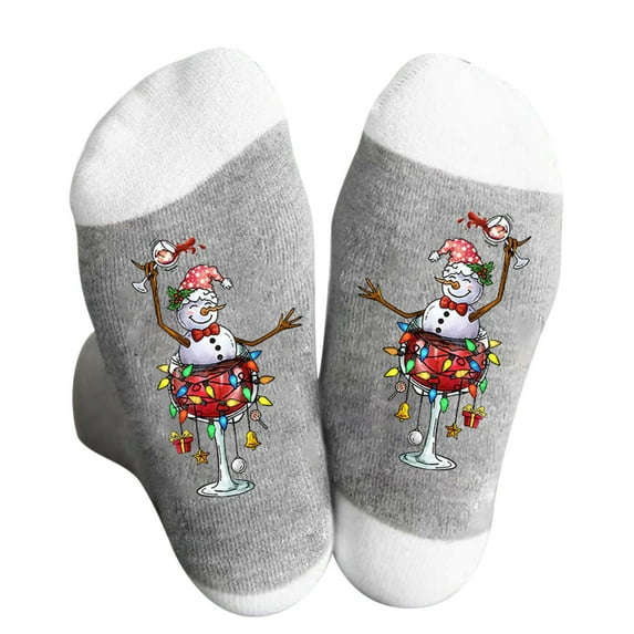 Dengmore Christmas Winter Stockings Cotton Socks Elks for Men and Women Color Blocking Breathable Stockings Christmas Gifts