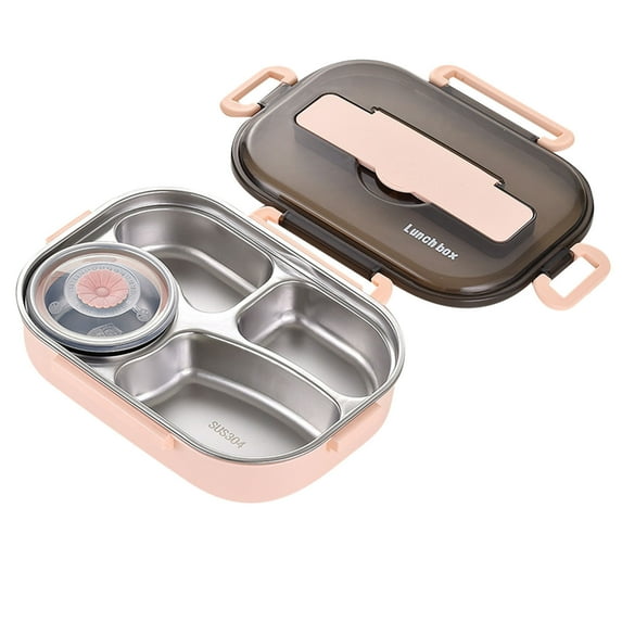 Dengmore Clearance Thermal Insulation Bento 4 Grids With Soup Bowl Lunch Box Tableware Set Portable Lunch Box Student Lunch Box