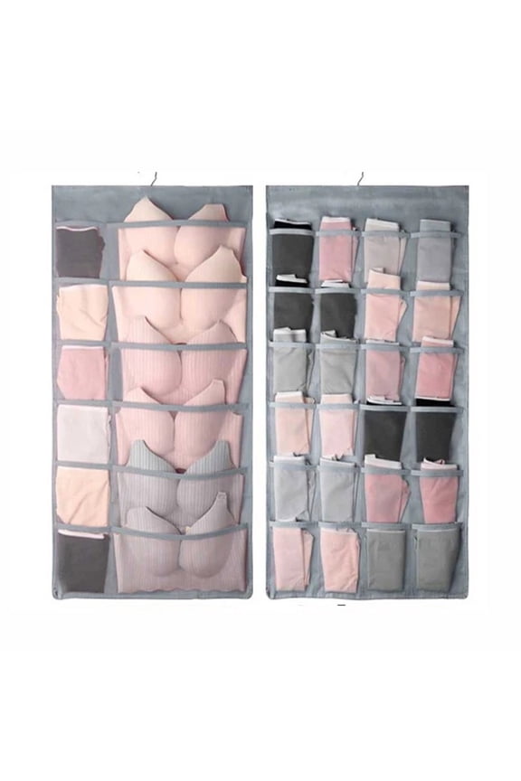 Closet Hanging Bra Organizer Extra-Large Dual Sided Wall Shelf Wardrobe Mesh Pockets Hanging Storage Bag for Bra Socks Underwear Underpants Storage Pocket