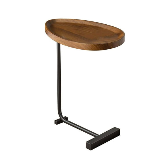 Dengmore Coffee Table Wooden Small Side Table C Shaped Table End Table TV Snack Tray Couch Tables Oval Table Top Design for Living Room Bedroom Apartment Bedside Table