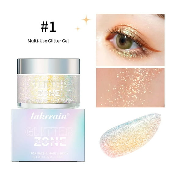Dengmore Colorful Glitter Gel Colorful Glitter Body Gel, Sweat Proof, Not Easy To Drop, Long Lasting, Highlighter Makeup Gel for Face Women's Beauty 1.01 fl Oz