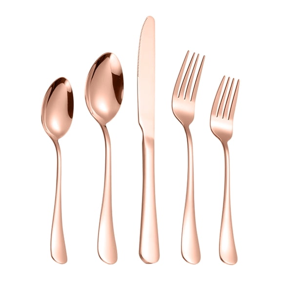 Dengmore Cutlery Set 20PCS Stainless Steel 4 person Set Fork Spoon Cutlery Set Modern Design With Smooth Edges Rose Gold
