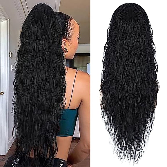 Dengmore Drawstring Ponytail Water Wig Ponytail Elastic Mesh Wig Braid Natural And Realistic Beautiful Water Pattern Ponytail Wig for Easy Wear & Styling