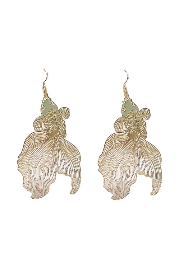 Earrings Good Luck Golden Fish Earrings Hollow Hook Drop Dangle Woman Gift