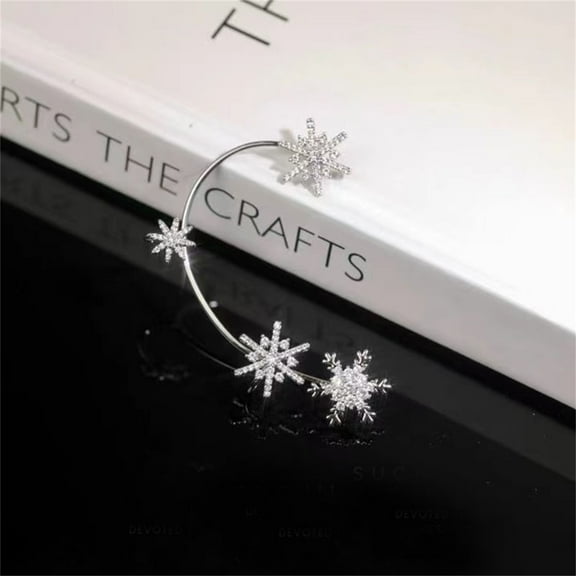 Dengmore Earrings Snowflake Earrings Non-pierced Earclip Female Design Crystal Earrings