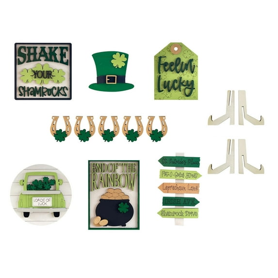 Dengmore Easter Tiered Tray Decor Set Wooden St. Patrick's Day Tiered Tray Sign Tiered Tray for Spring Home Party Rustic Kitchen Decorations