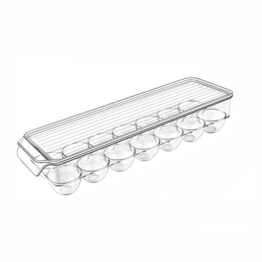 Dengmore Egg Storage for Fridge Large Capacity 14 Eggs Fresh Fridge Organizers with Lids Auto Rolling Egg Container Tray Fridge Storage Organizer for Kitchen, Top