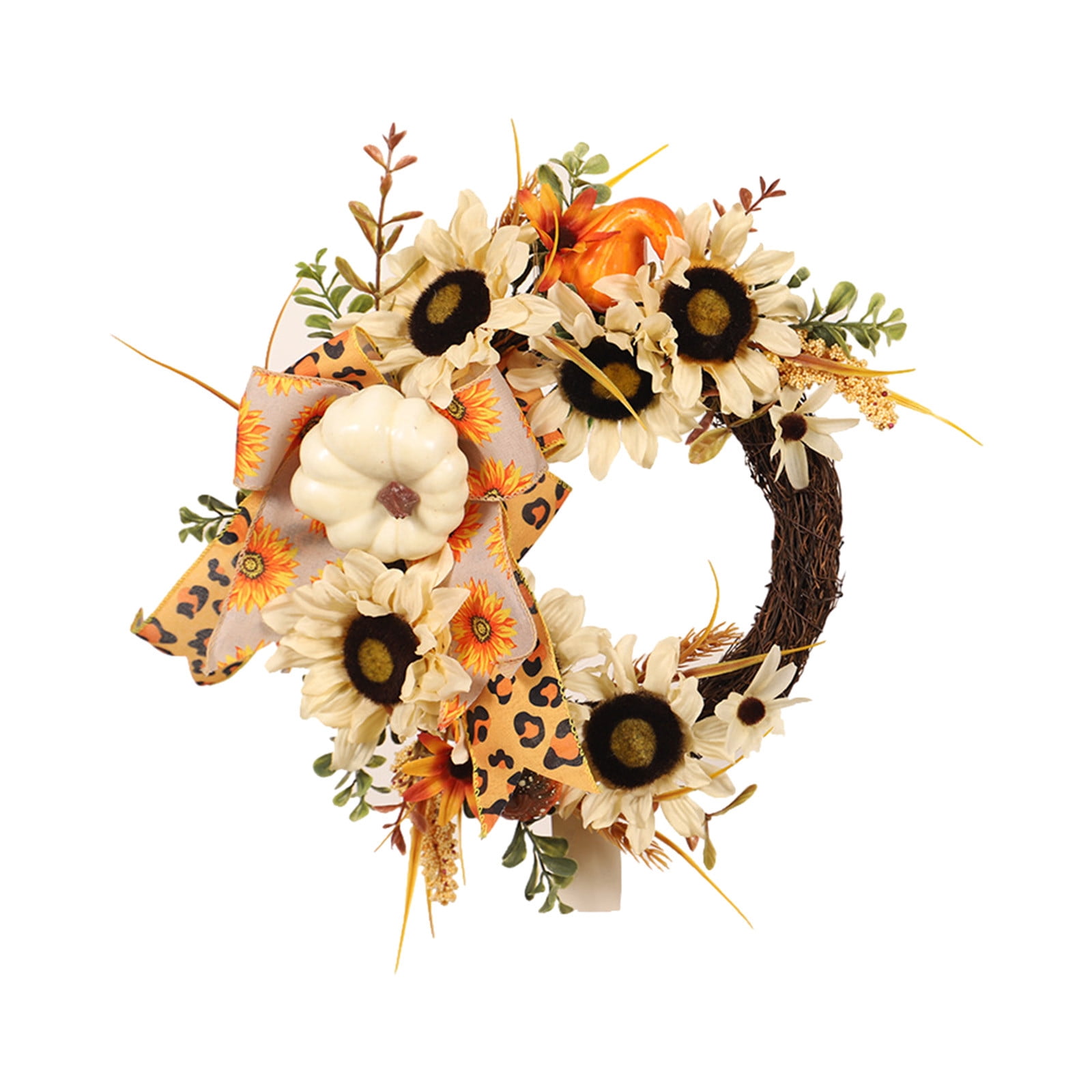 Dengmore Fall Thanksgiving Wreath Halloween Door Wreath Maple Leaves ...
