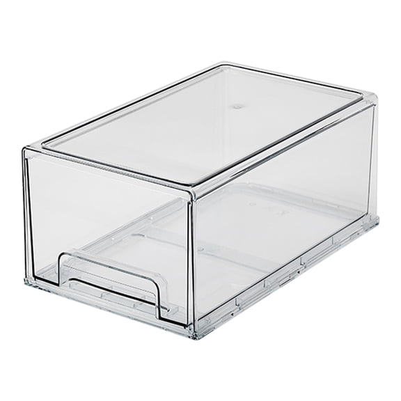 Dengmore Fridge Drawers Clear Refrigerator Organizer Bins with Pull-out Drawer BPA-Free Food Storage Containers Stackable Storage Box for Pantry Kitchen Freezer Cabinet Makeup Bathroom, Clean