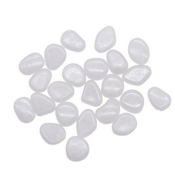 Dengmore Gift 100pcs Glow in The Dark Pebbles Luminous Stones Rocks For Garden Deco White