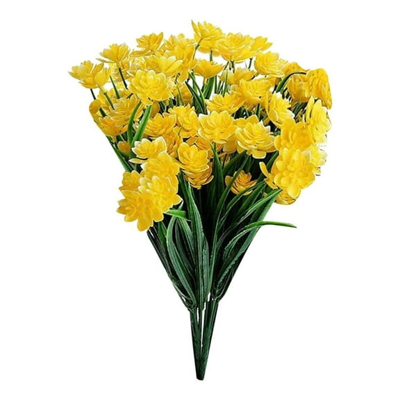 Dengmore Gift 2PCS Artificial Flowers Fake Outdoor Plants Faux Plastic yellow
