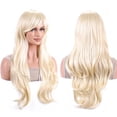 thumbnail image 1 of Dengmore Girls' Thin Bangs, Corn Ears, Blonde Long Curly Wigs, Micro Curly Hair, Long Hair Wigs Ladies Body Wavy Cosplay Natural Looking Wigs for Daily Party, 1 of 3