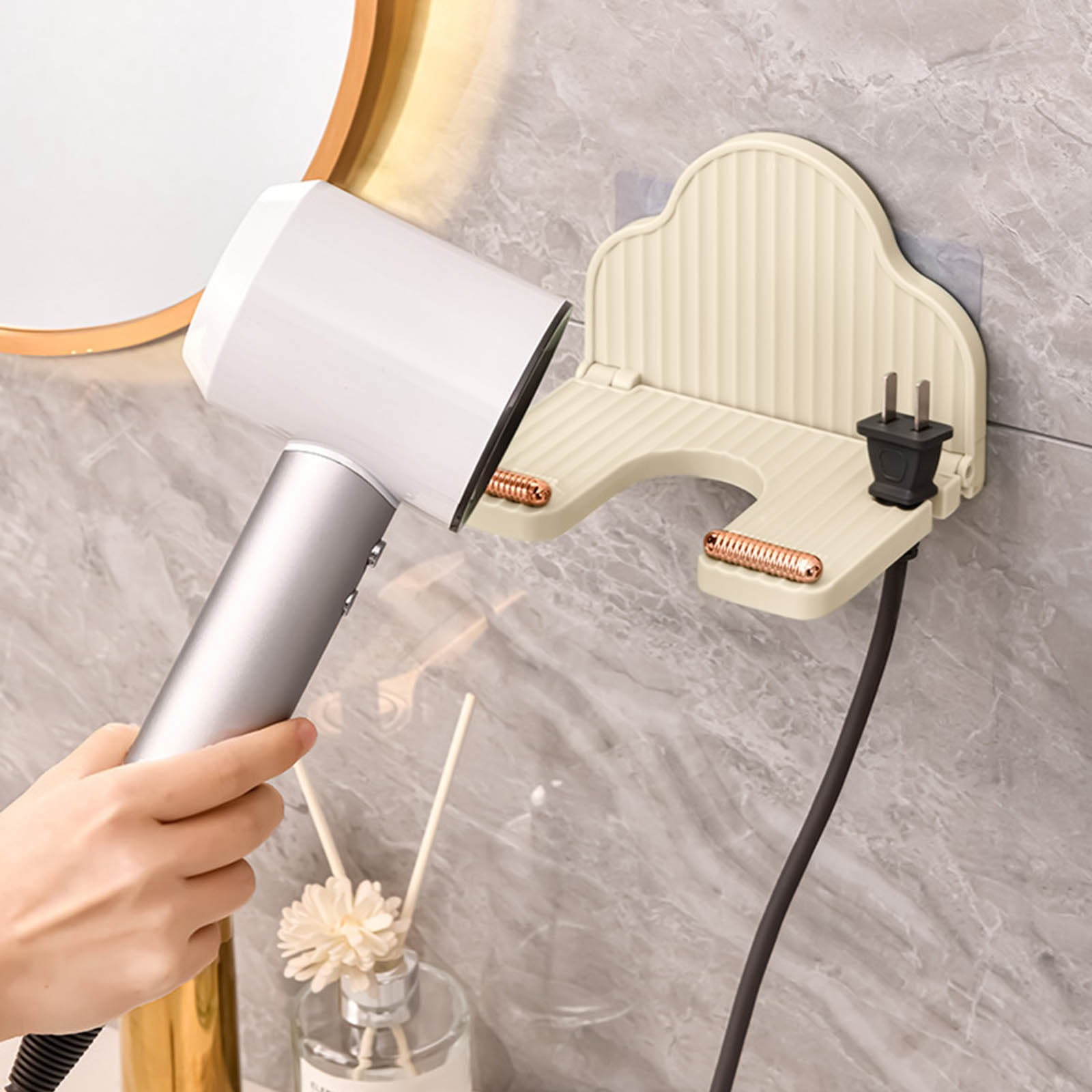 Dengmore Hair Dryer Holder Wall Mounted Hair Dryer Rack Self Adhesive